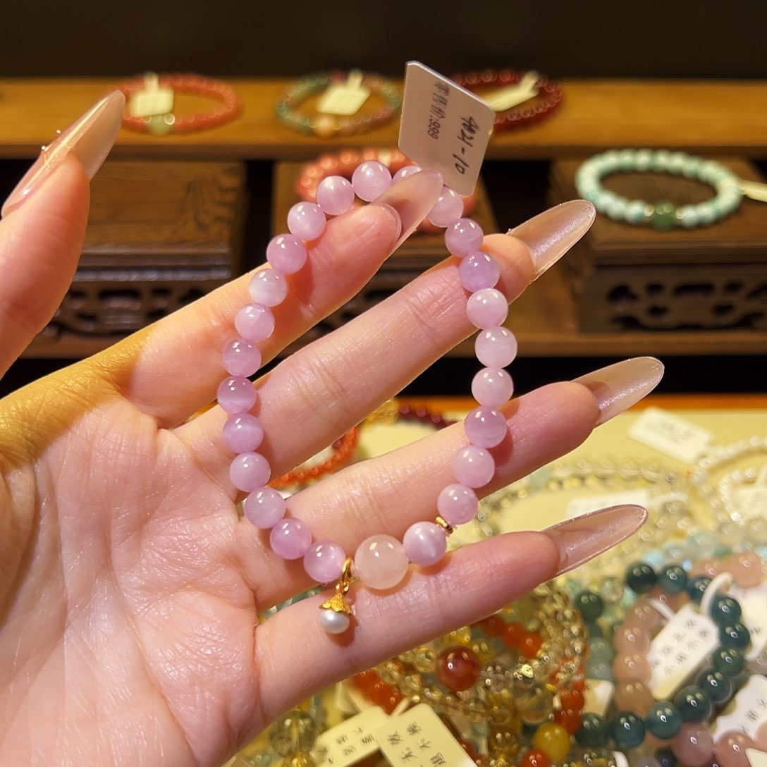 水晶手链银S925镶嵌紫锂辉4021