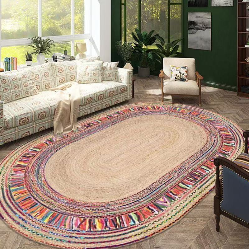 2米x3米出口编织民资风椭圆客厅大地毯