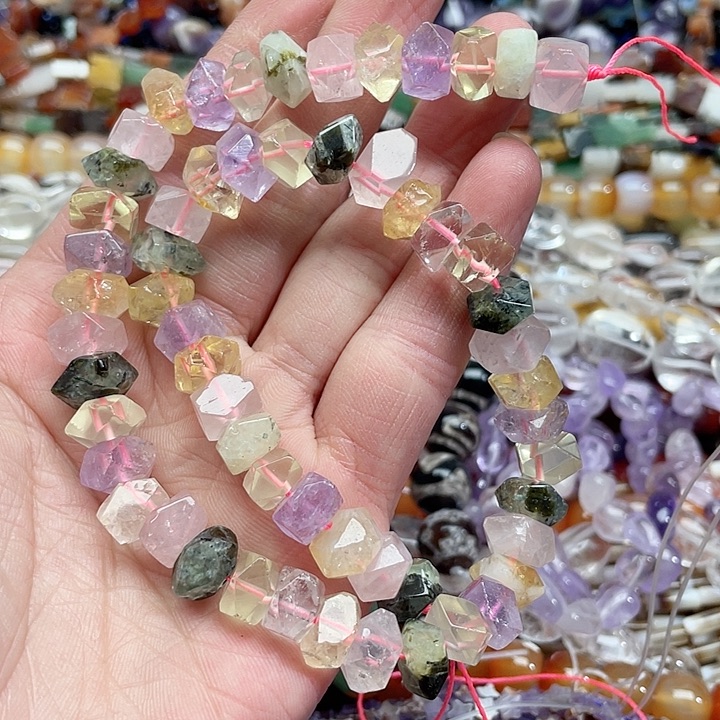 玛瑙/玉髓珠宝半成品未镶嵌一条9.5mm多宝水晶