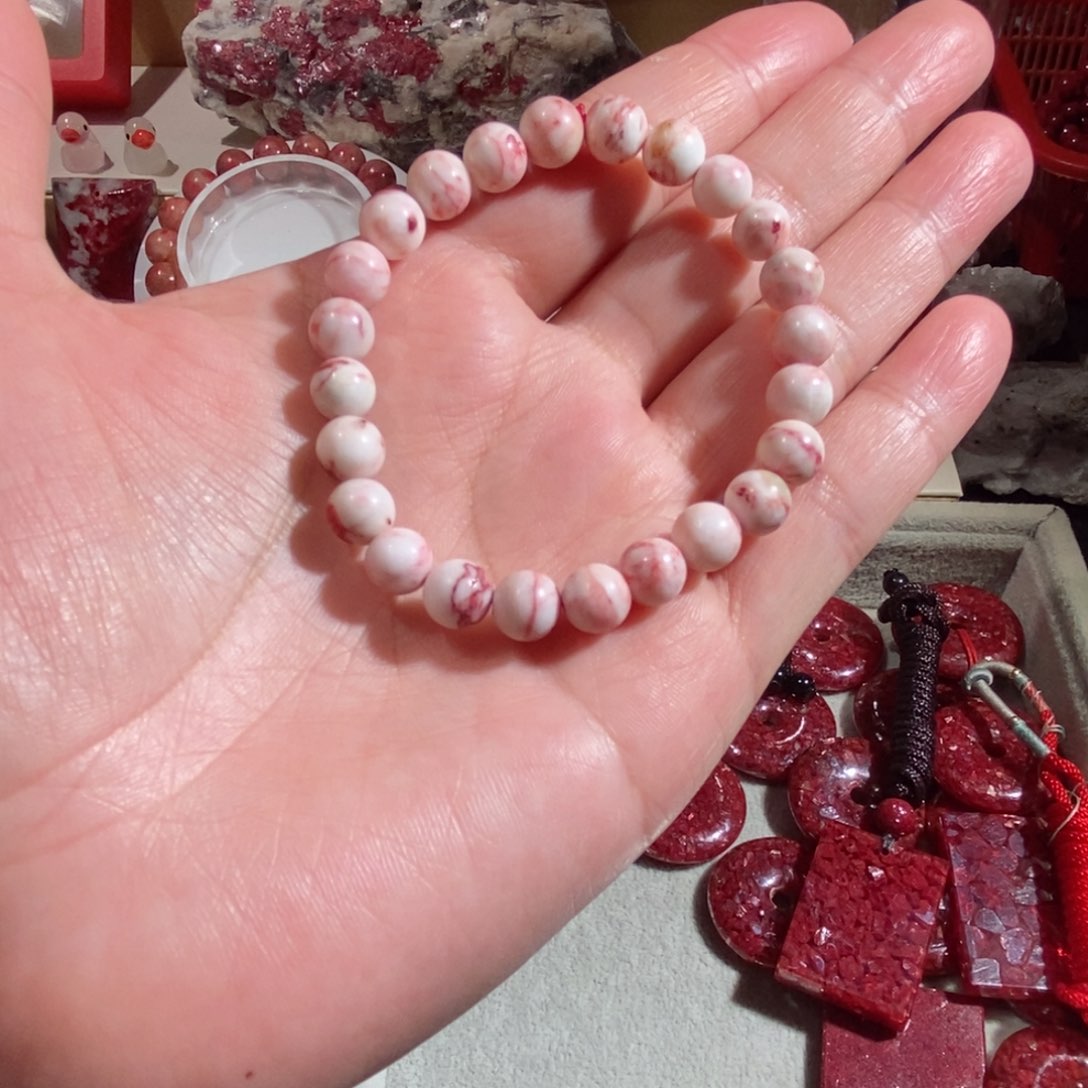 天然辰砂原石手串