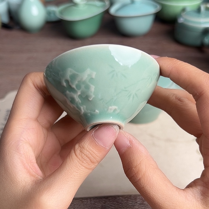 龙泉云间青瓷小米茶器