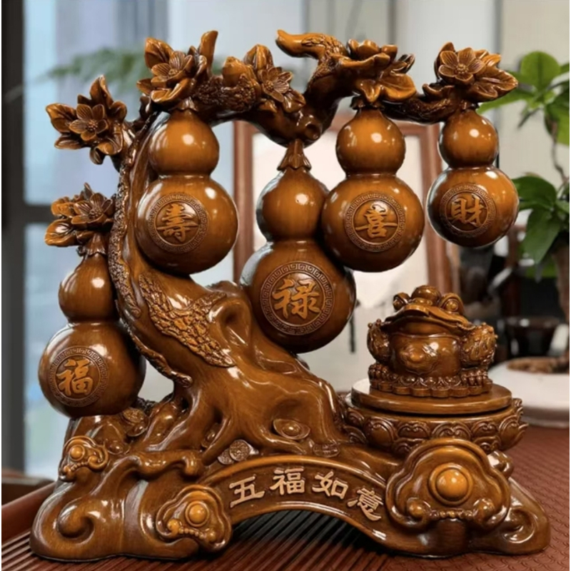 （五福如意）大号办公室玄关开业乔迁送礼高档摆件（30*30cm）XDH