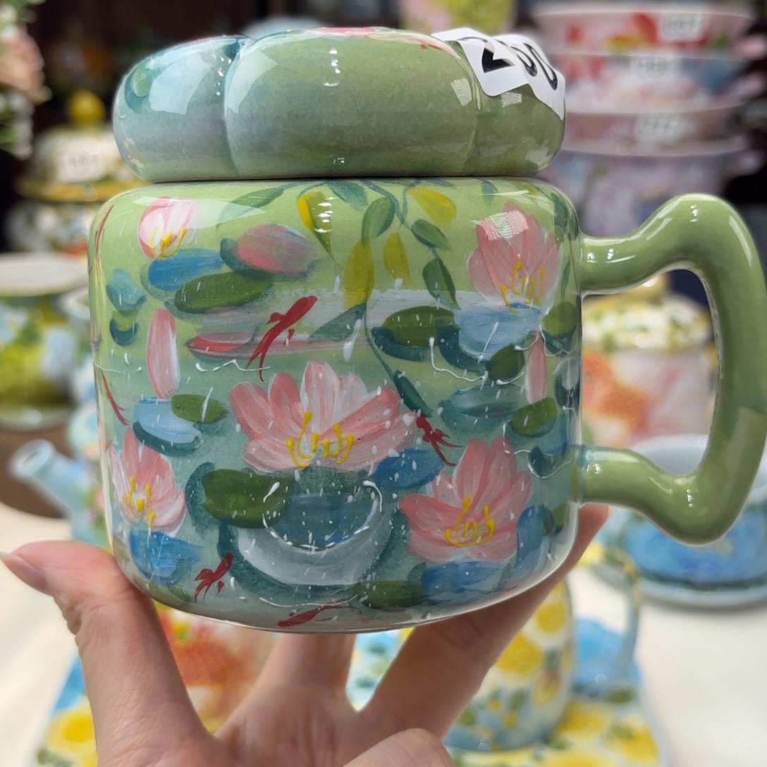 瓷片景德镇手绘高温釉下彩陶瓷茶具