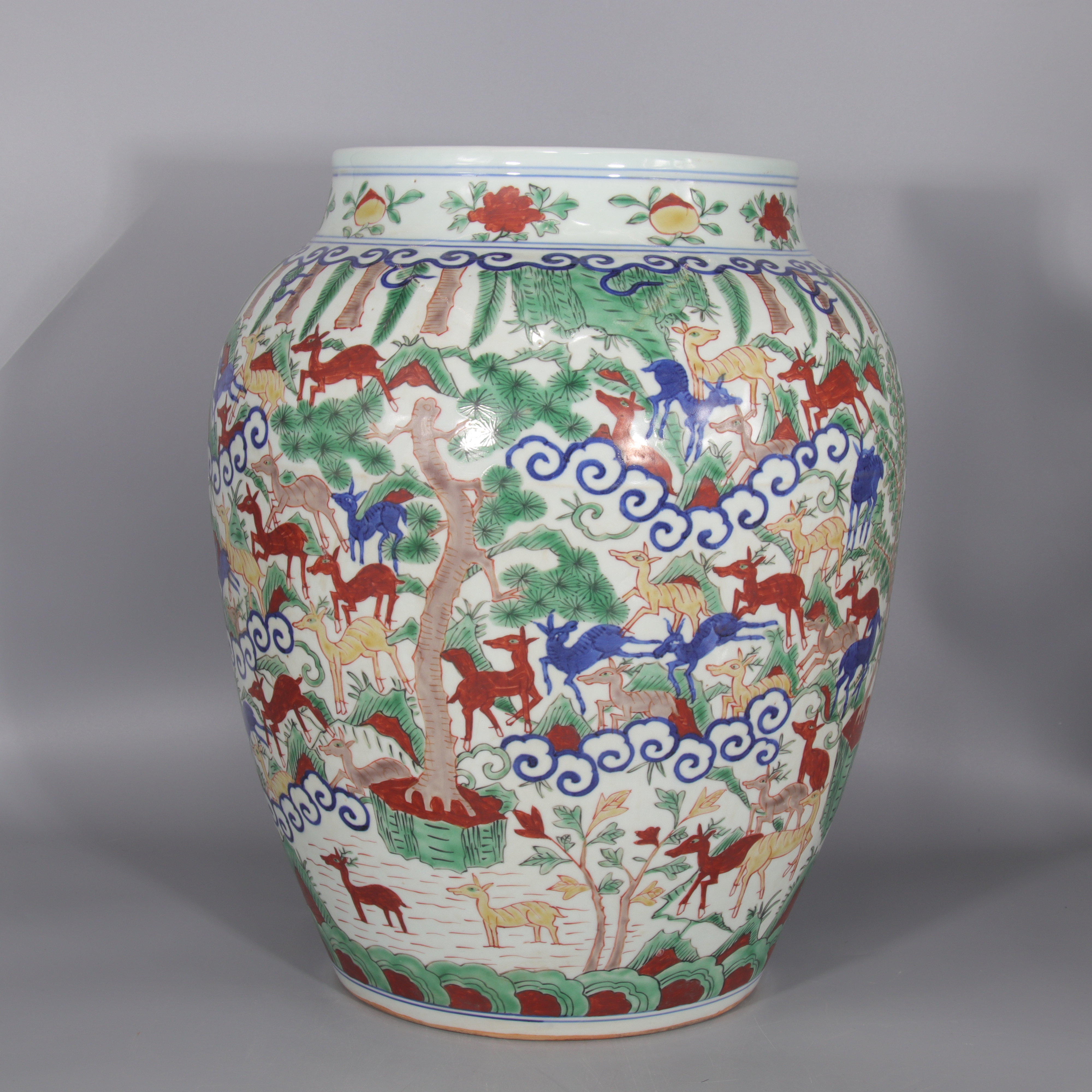 青花五彩百鹿罐 H502-040