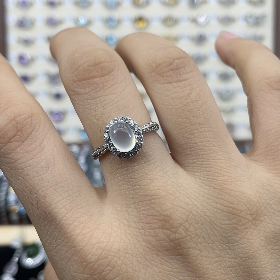 向***花蛇纹石玉银S925镶嵌戒指