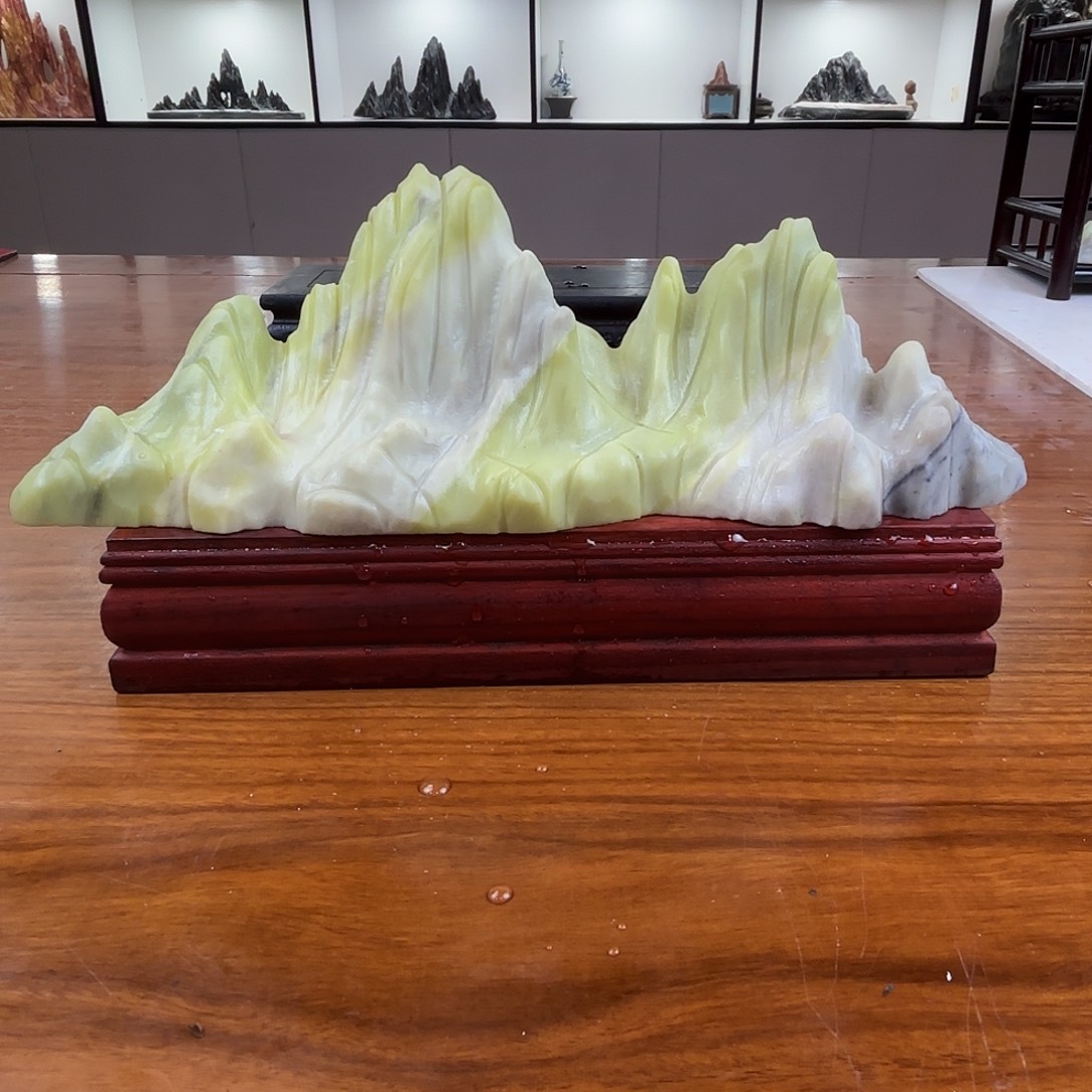 电***王石材灵璧石雕刻山峰摆件