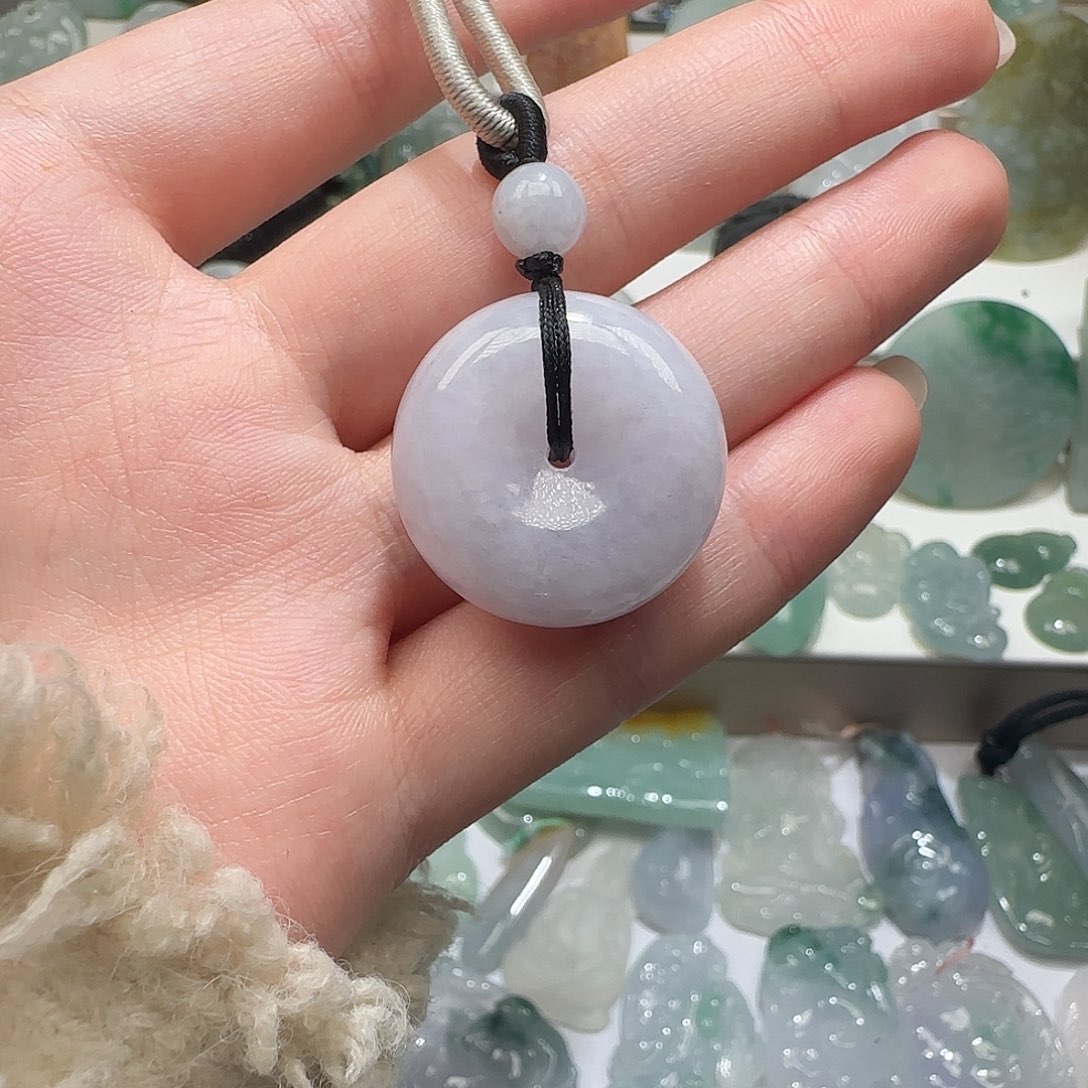 临***猫翡翠未镶嵌颈饰天然缅甸翡翠紫扣