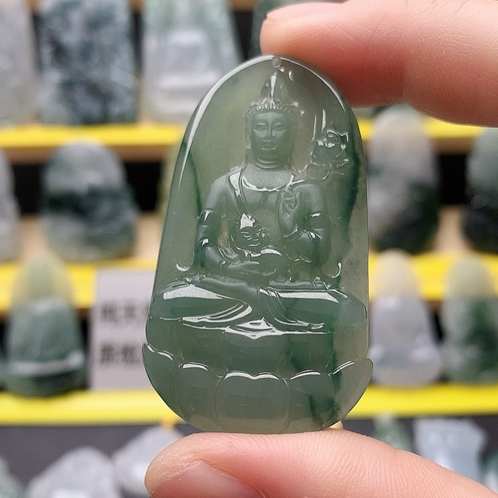 翡翠未镶嵌吊坠(不含链)莲花观音