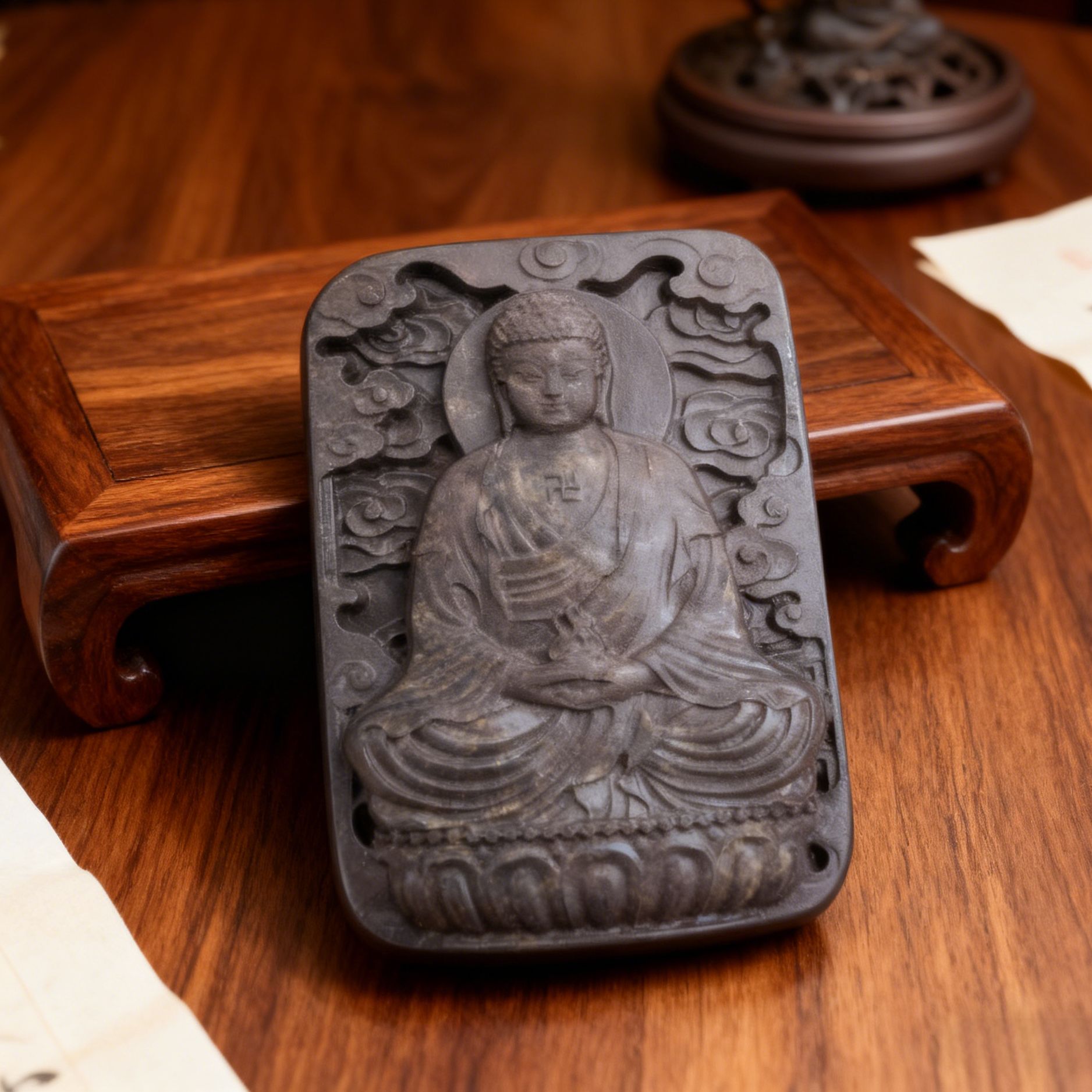 天然原石端砚宋坑如来挂饰