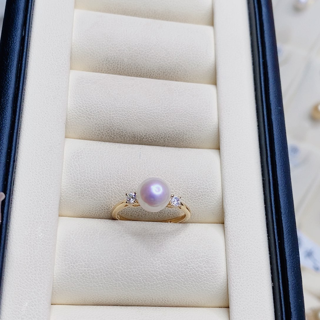 淡水珍珠戒指银S925镶嵌柠****酸