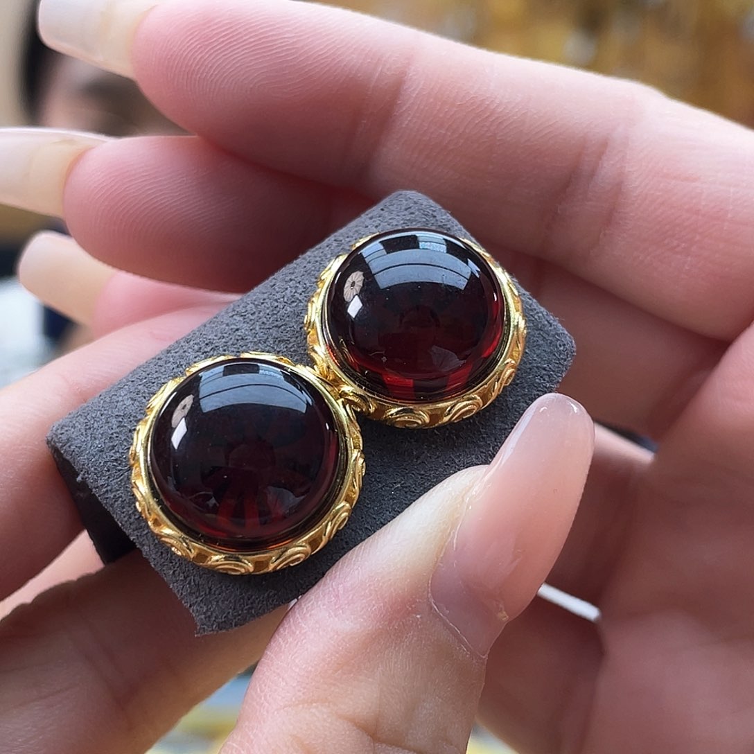 银S925镶嵌琥珀裸石琥珀h57