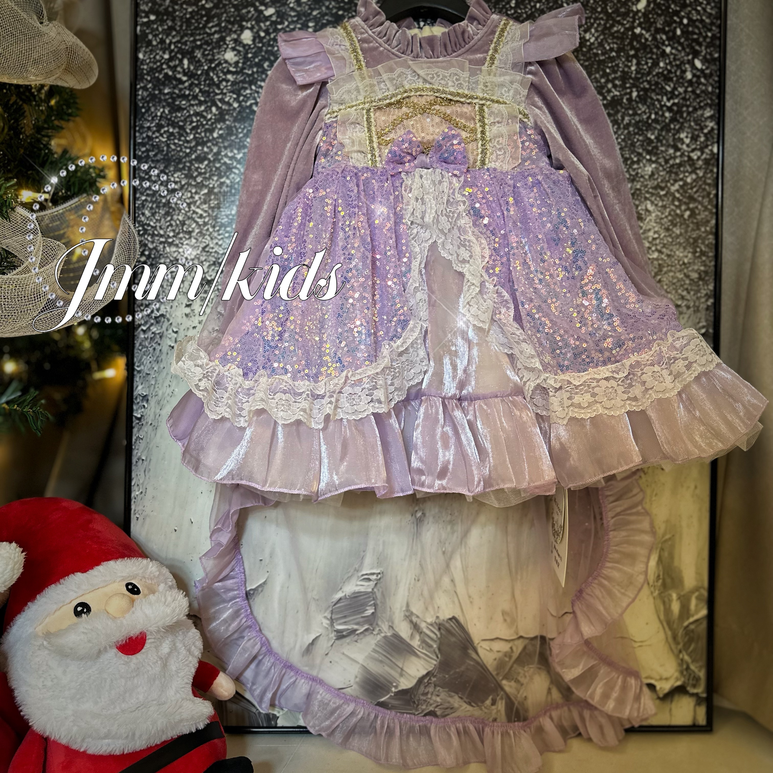 单品-紫礼服 C030女童秋冬公主裙加绒连衣裙洋气礼服裙子