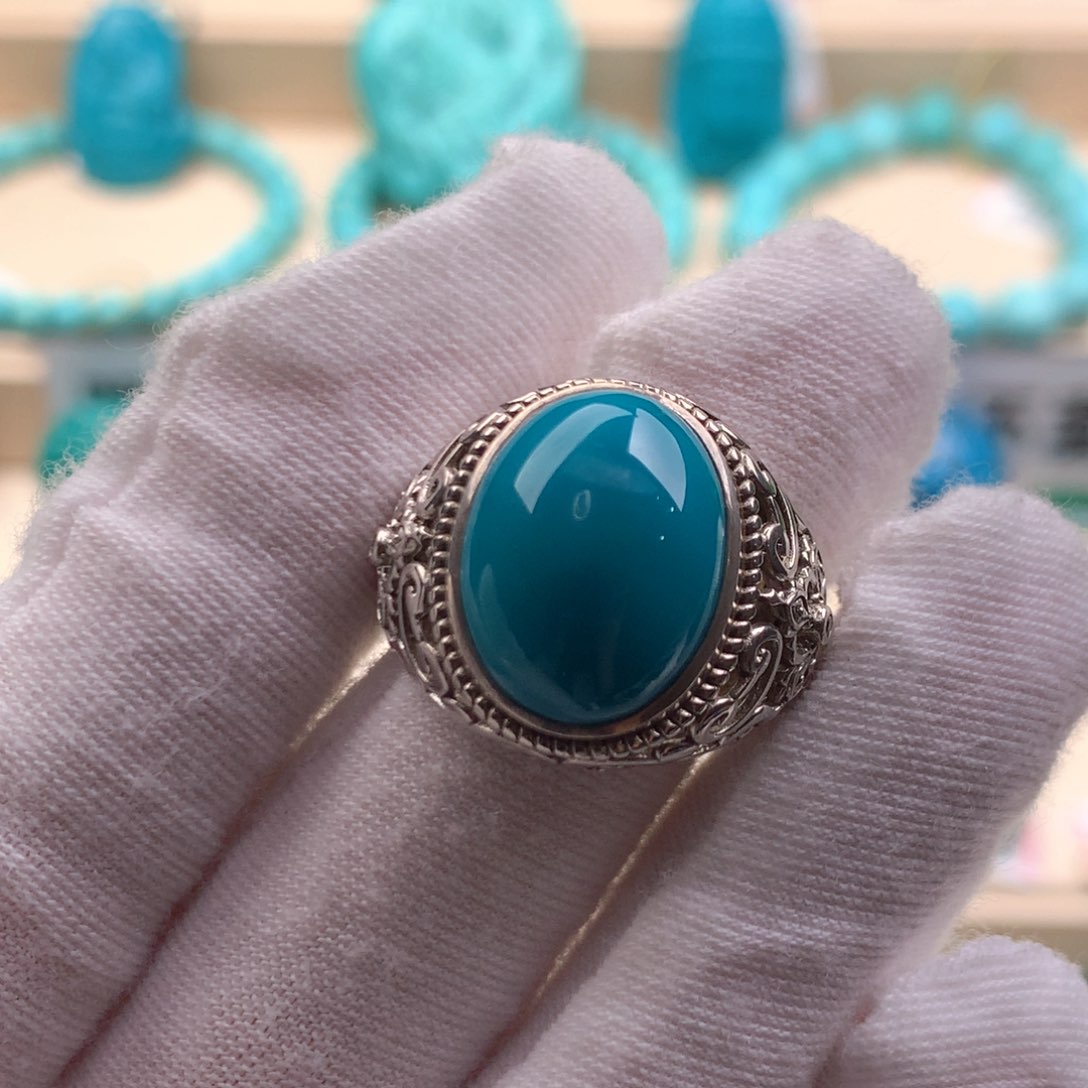 银S925镶嵌绿松石珠宝奇石