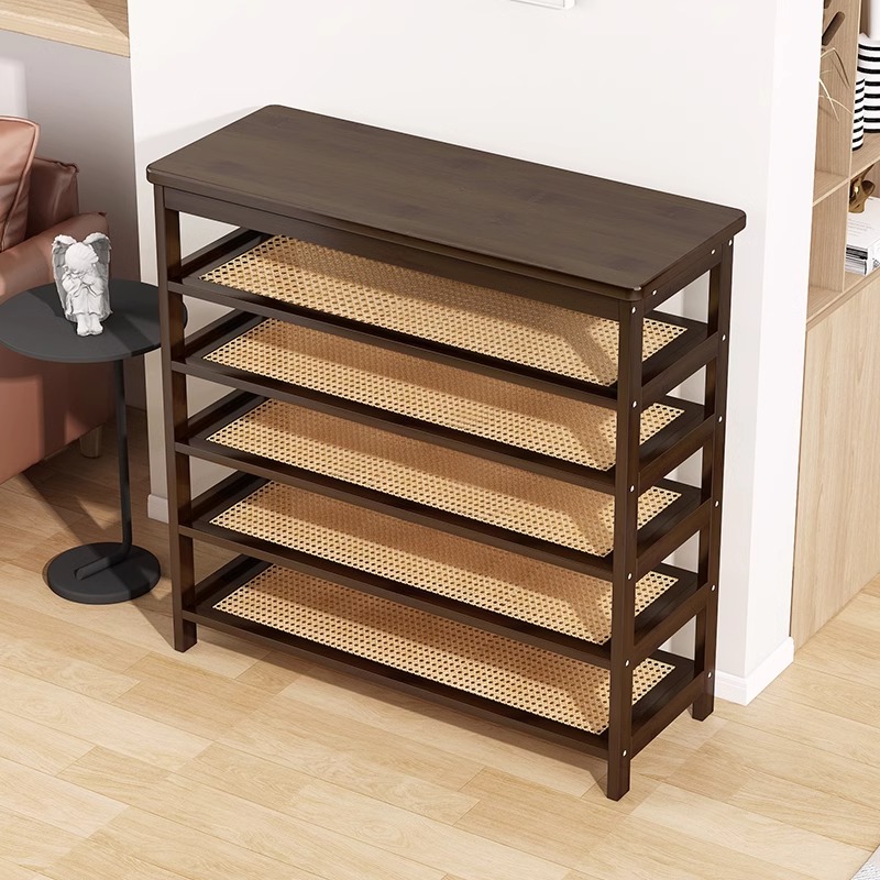 复古藤编竹制收纳鞋架置物架简易鞋架子鞋凳家用鞋架经济型出租房
