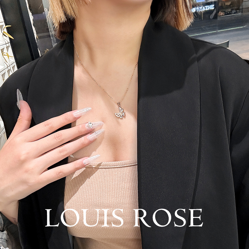 LR高定镀K金 梦幻蝴蝶项链 轻奢气质时尚项链