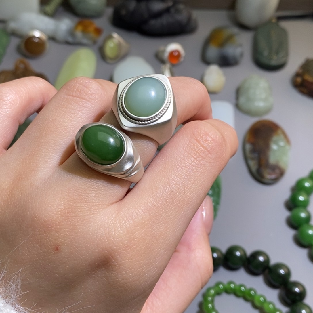 和田玉颈饰银S925镶嵌张****呀