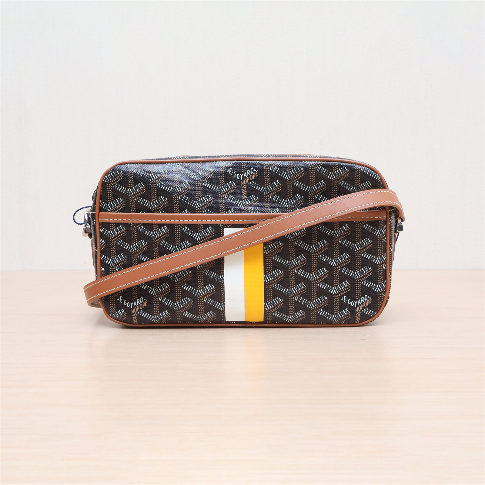 99新 Goyard 小花柳Cap-Vert 相机包 22 金棕色 PVC