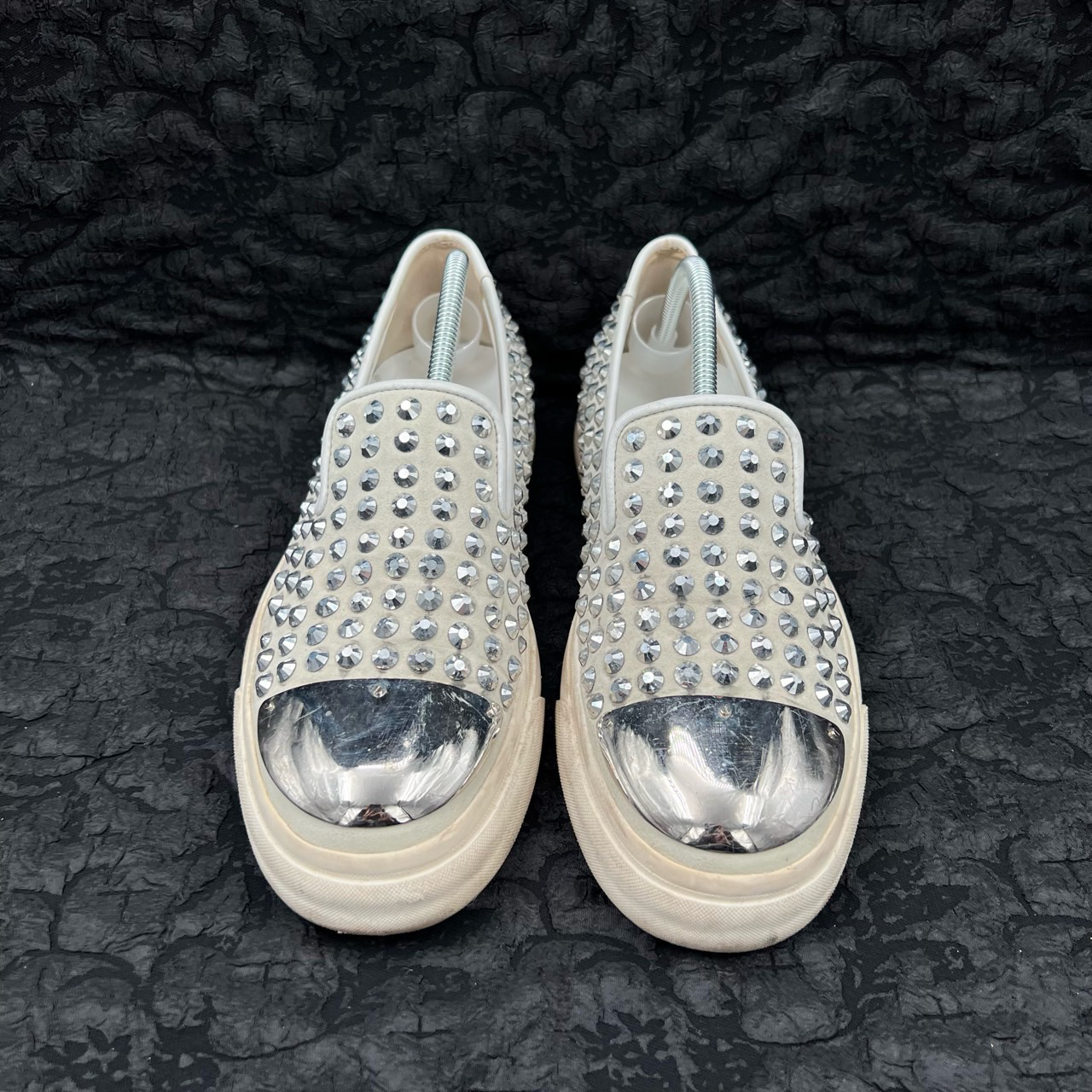 Giuseppe Zanotti GZ 白色丝绒满钉一脚蹬板鞋 43.5码/9新/无配