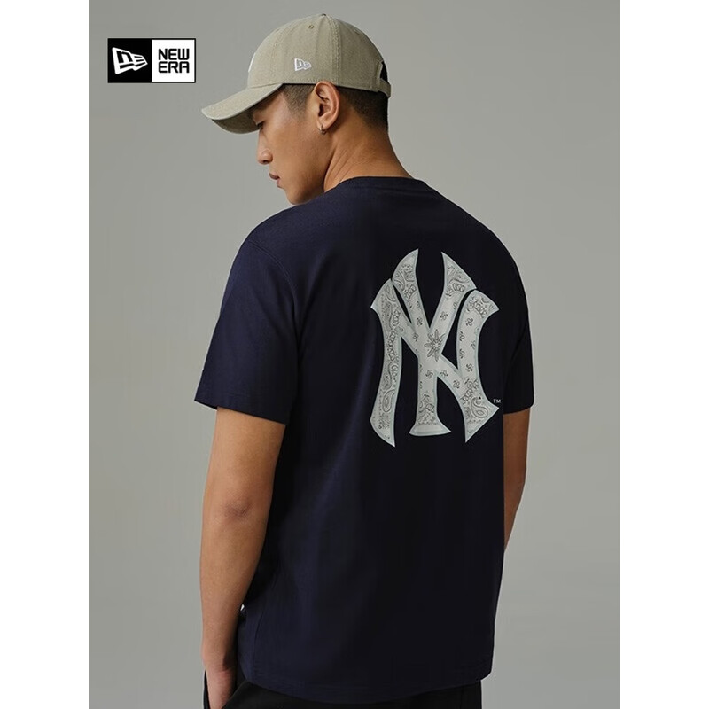 NEW ERA x MLB Logo印花圆领腰果花运动短袖T恤 男女同款 