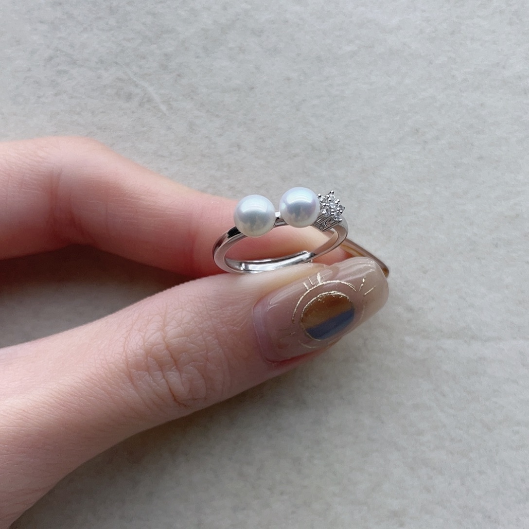 戒指9银S925镶嵌淡水珍珠