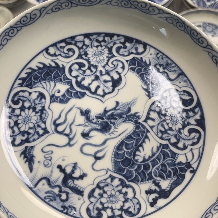 瓷片景德镇青花如意穿花龙大壶承