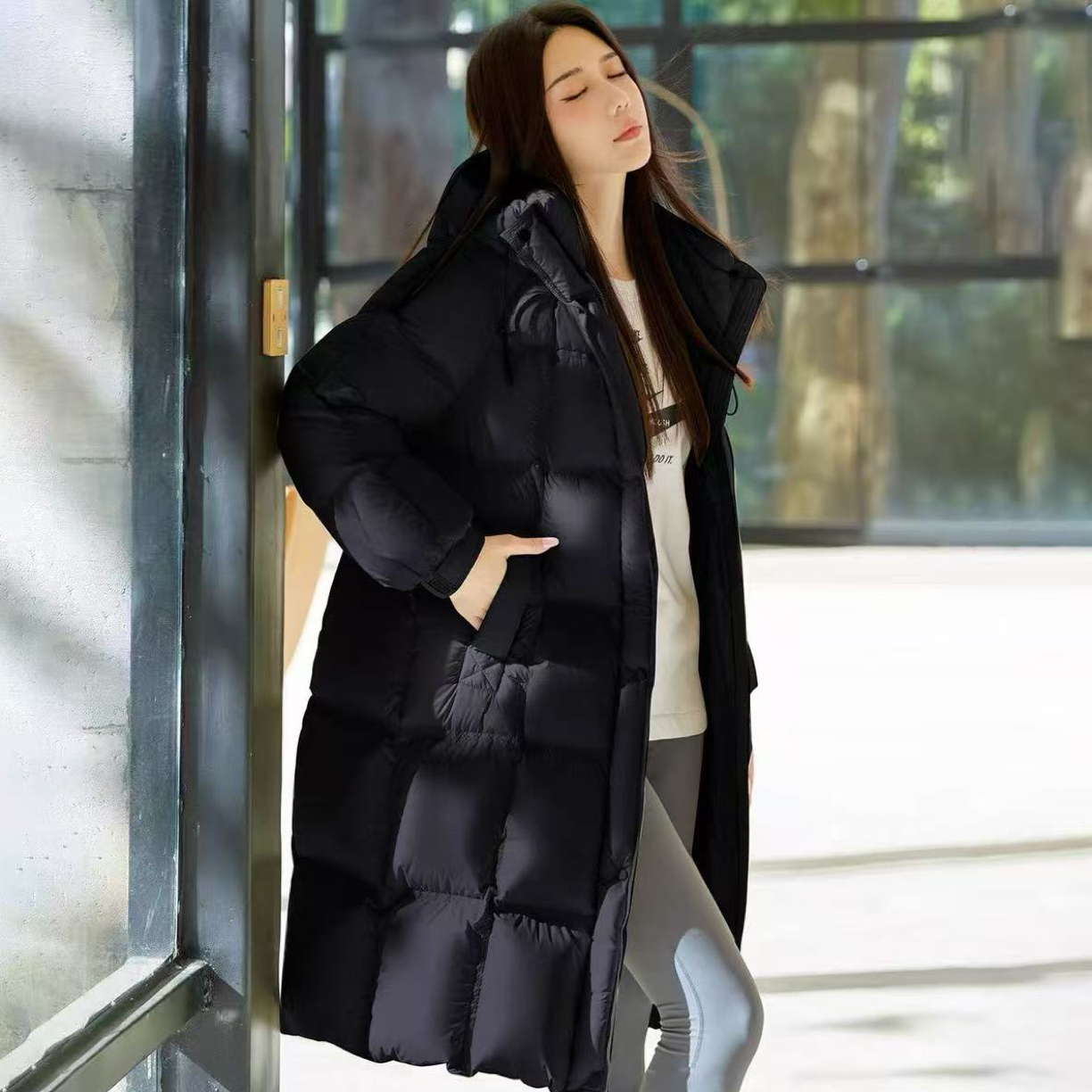 5838羽长款帽保暖时尚休闲加厚白鸭绒女士