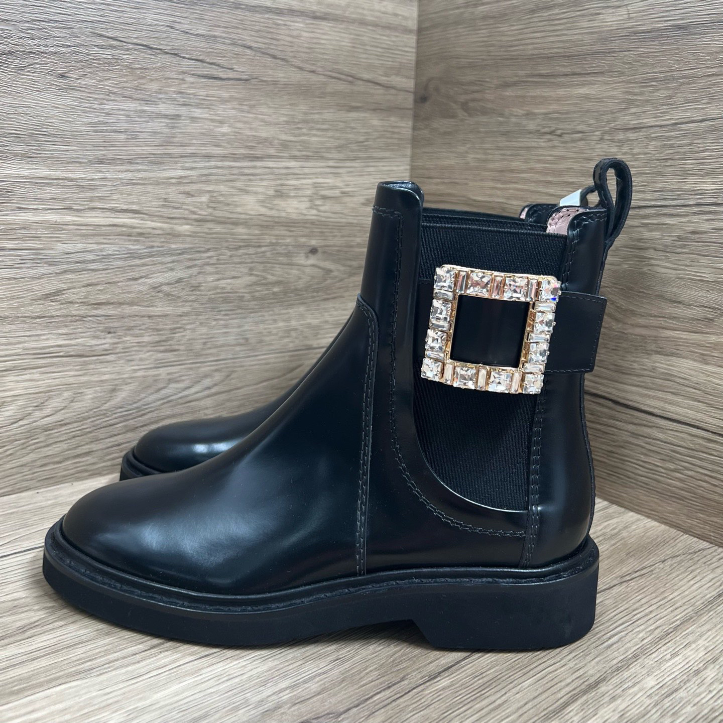 未使用 Roger Vivier/罗杰·维威耶 黑色方钻短靴/36码/防尘袋