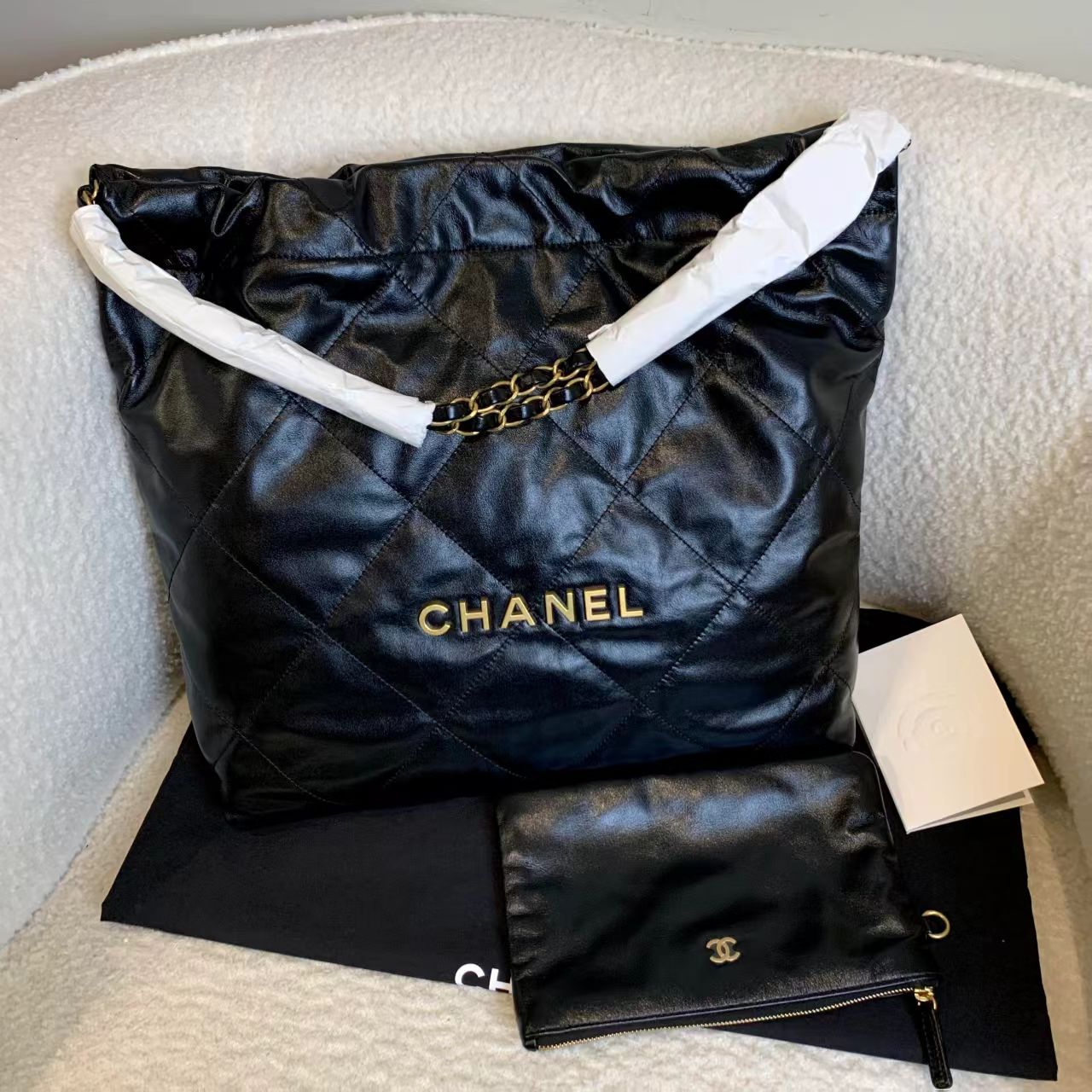未使用 Chanel/香奈儿 壹臻/25C黑金牛22bag中号 56291785