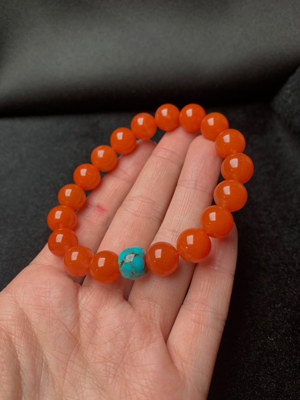 亮光单圈南红玛瑙手串