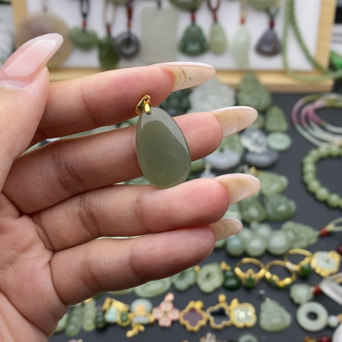 和田玉吊坠(不含链)银S925镶嵌