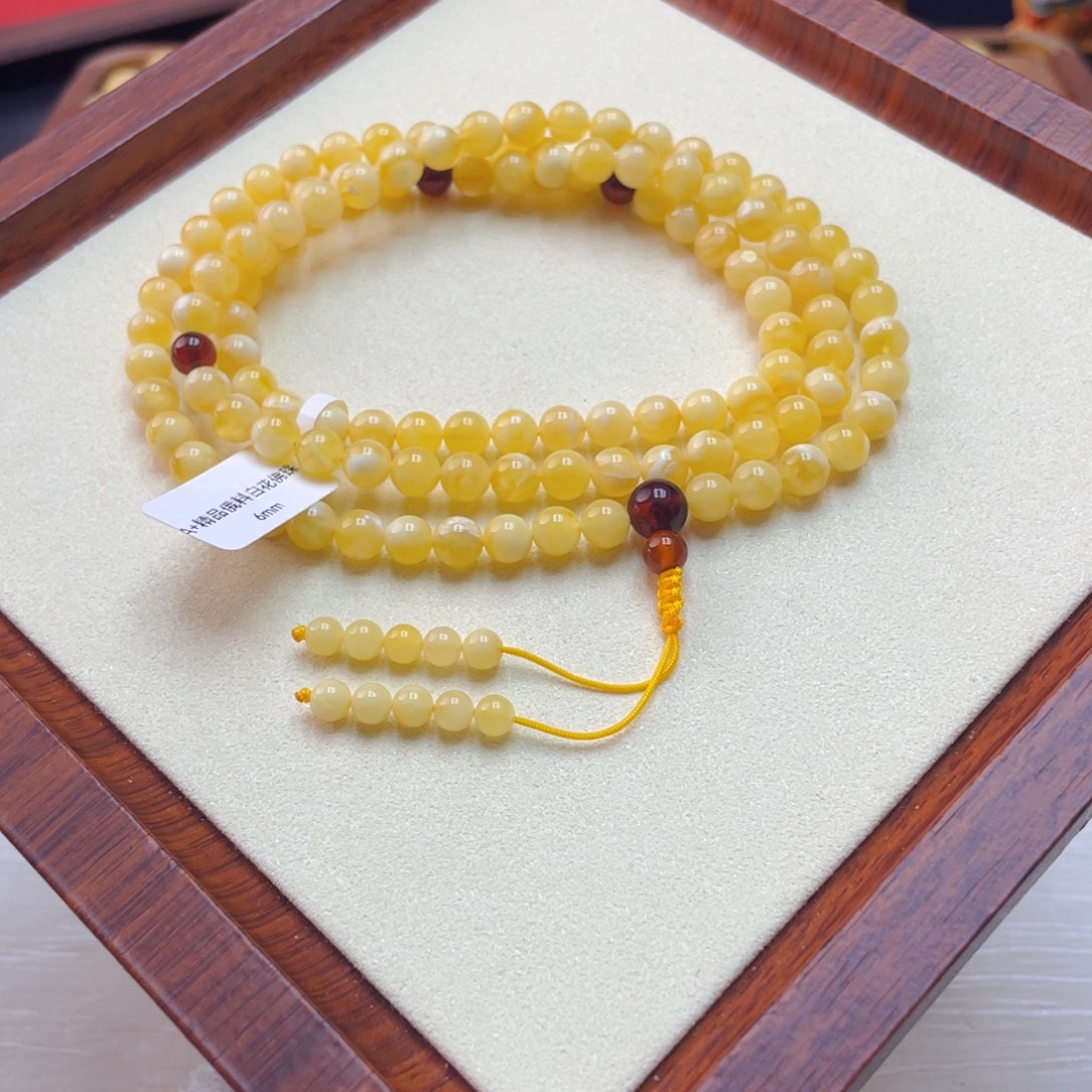 琥珀未镶嵌手链蜜蜡佛珠19.2克