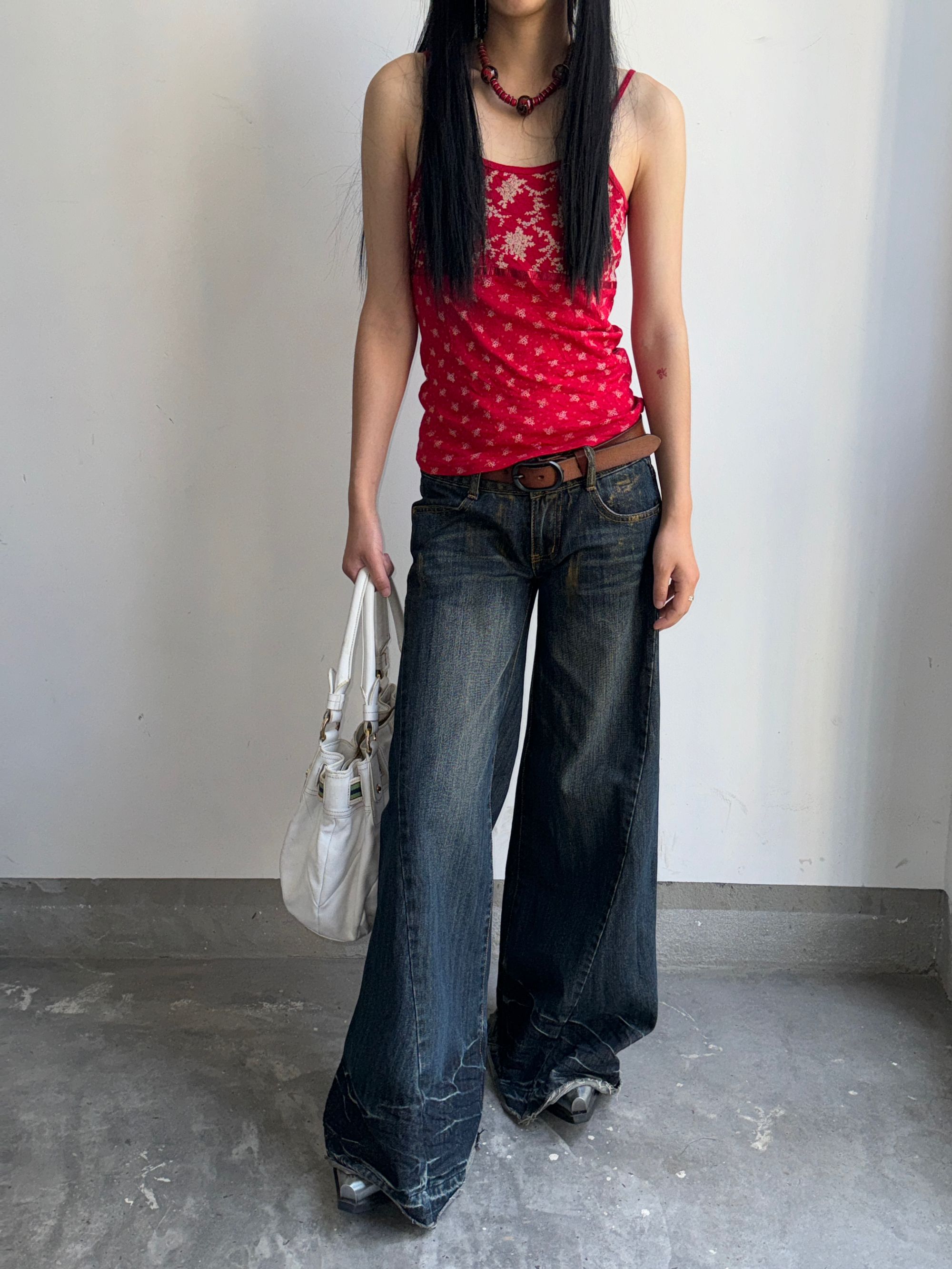 海淘古着上衣短袖vintage网纱吊带嬉皮士