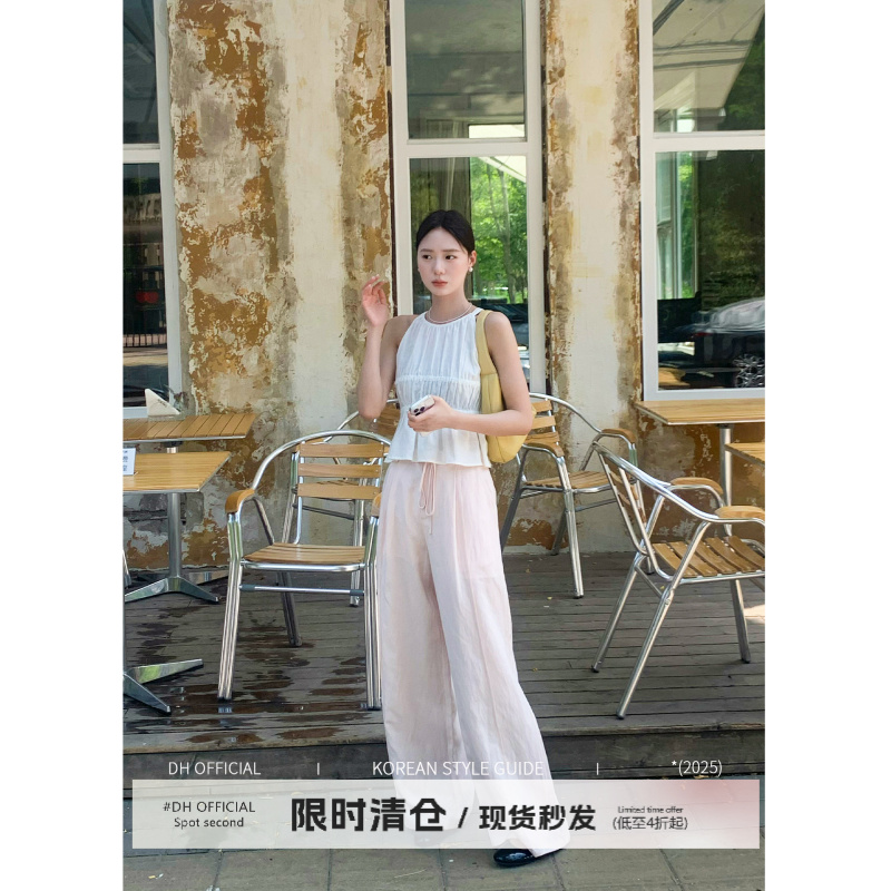 清DH OFFICIAL 大花【冰粉裤 lazy】天丝亚麻抗皱垂感抽绳休闲裤
