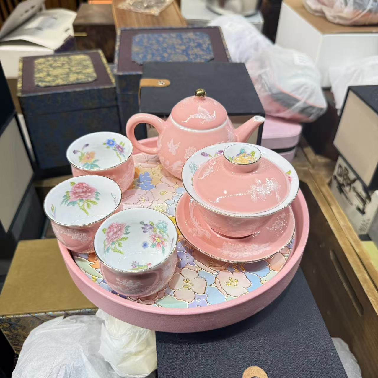 锦上添花茶壶盖碗套组加茶盘 MC038-pp