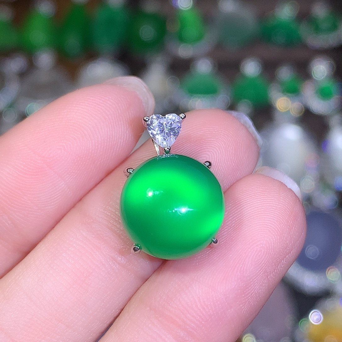 玛瑙/玉髓银S925镶嵌吊坠(不含链)