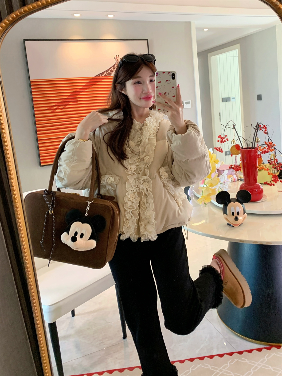 JENNIFER JXLIU韩版 冬～好美的蕾丝花朵面包服加厚羽绒服短款外套