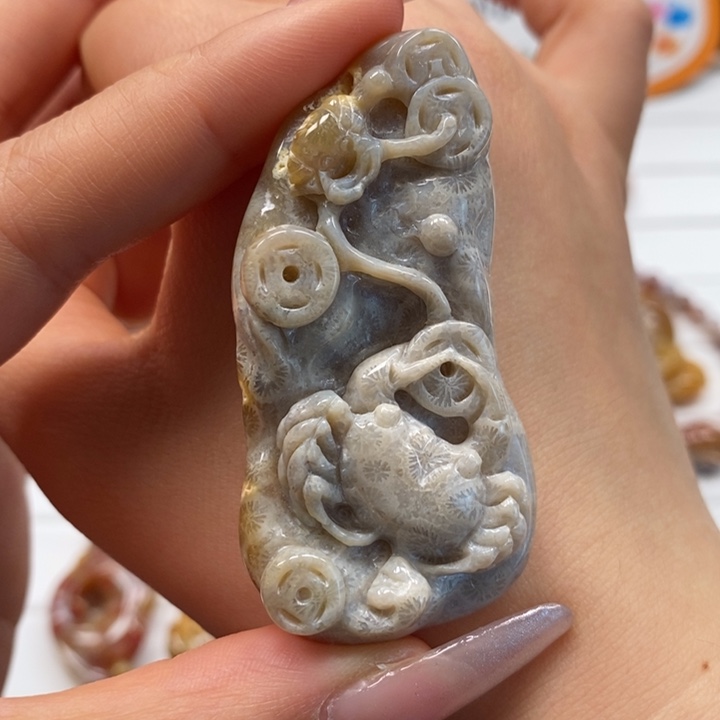 硅化玉吊坠(不含链)未镶嵌八方来财的幸运使者