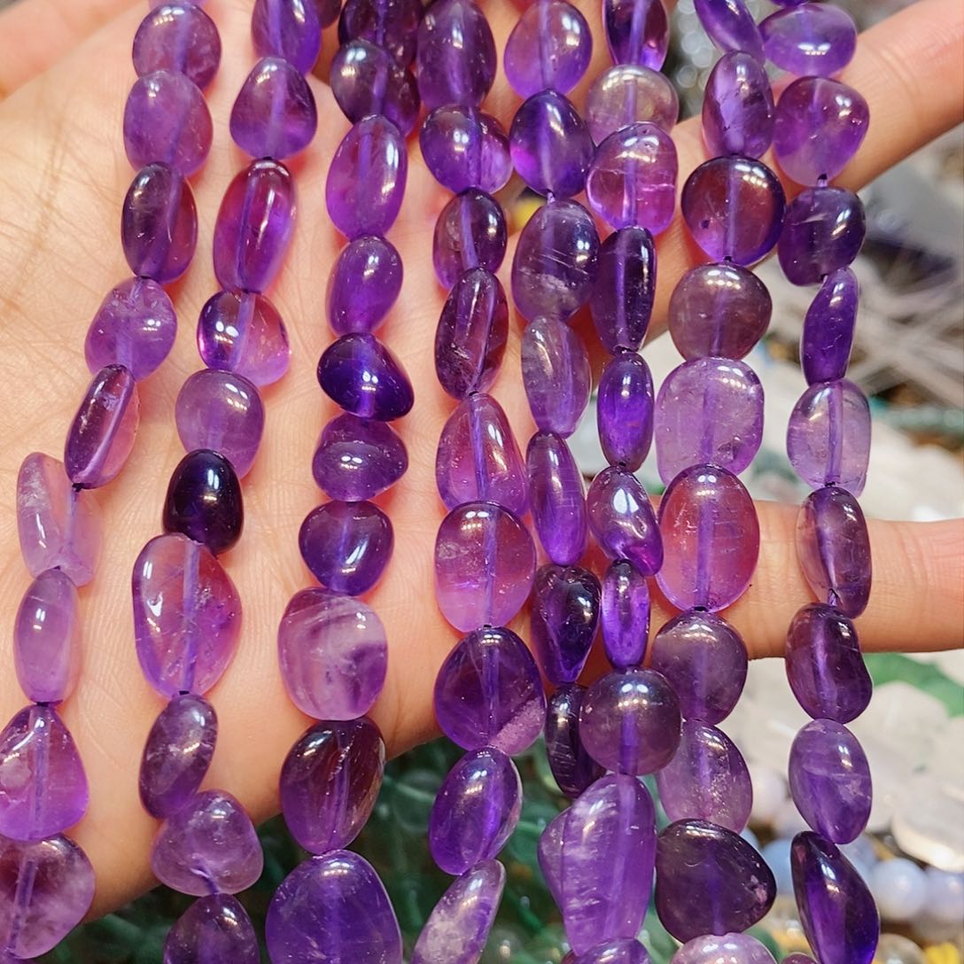 玛瑙/玉髓散珠天然紫水晶糖豆一条