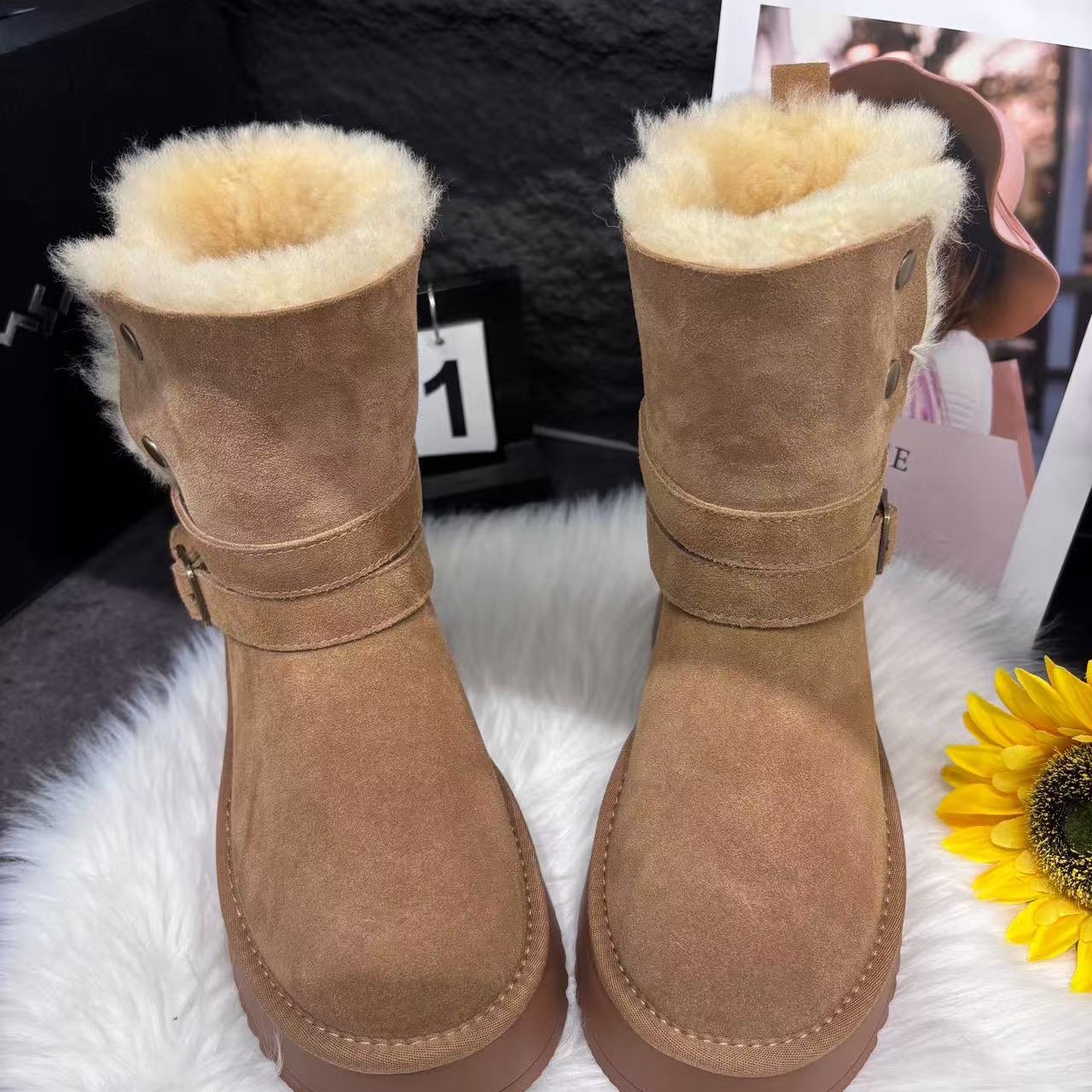 225-320玛莎玛索冬季新款时尚翻毛皮雪地靴女靴