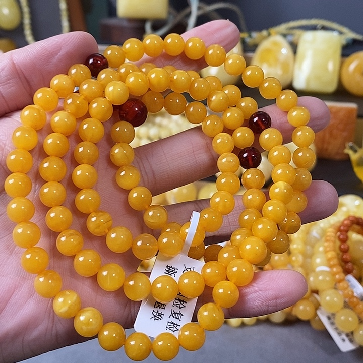 琥珀未镶嵌裸石108手链