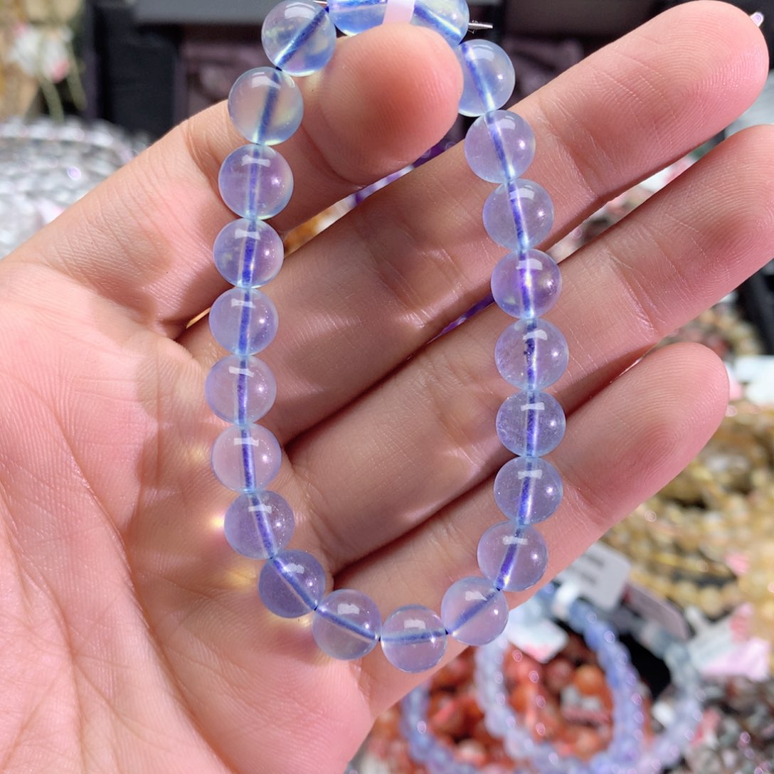 水晶手链未镶嵌只****乐海蓝宝8+