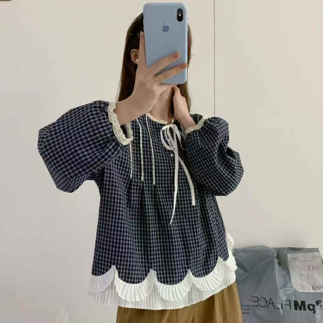 susan@27570 韩系减龄格纹设计感小衫 10-28