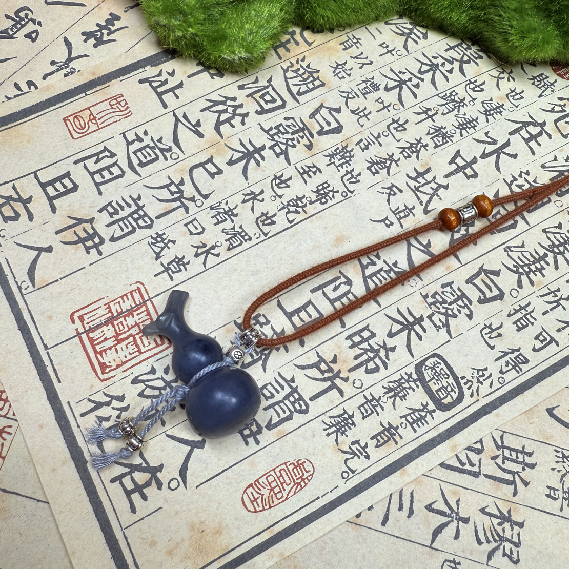 和田玉青花葫芦福禄双全