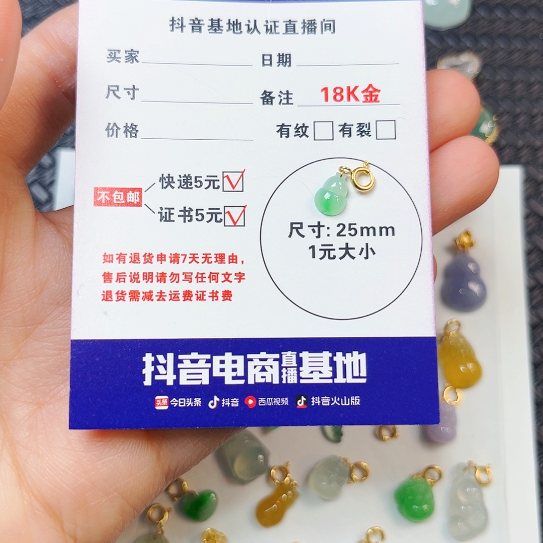 饭***饭翡翠18K金镶嵌颈饰