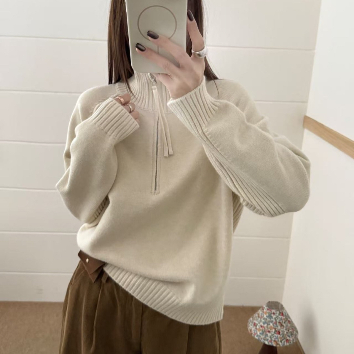 C·YJ三店【半拉链】半高领针织毛衣