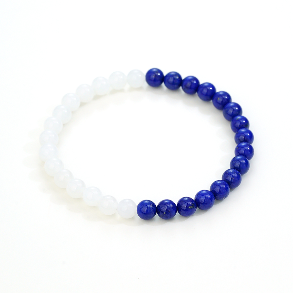 [青青白白]青金石双拼白玉手串46833