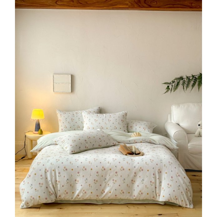 【孙大漂亮】烂花小清新牛奶绒绒可爱印花暗合款四件套   A813