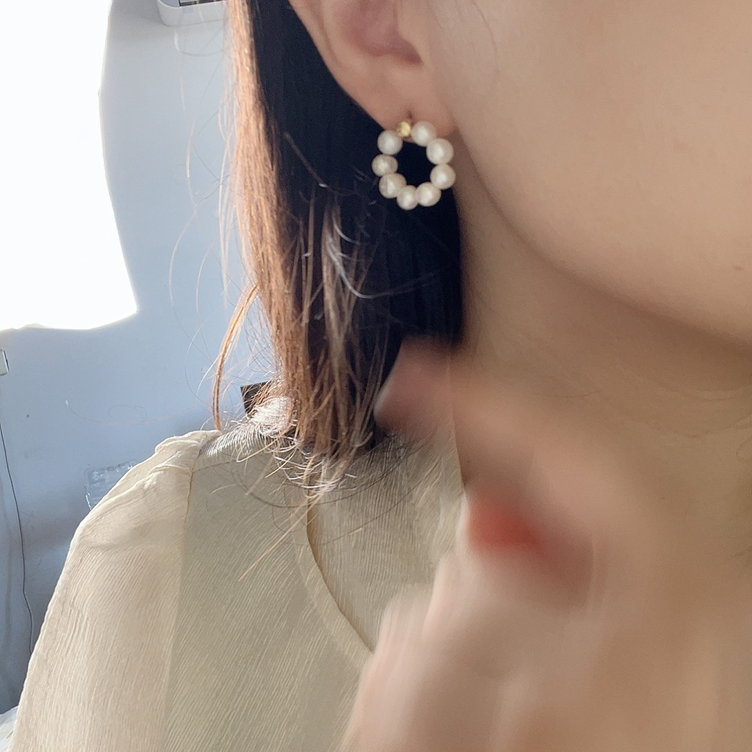 银S925镶嵌耳饰淡水珍珠