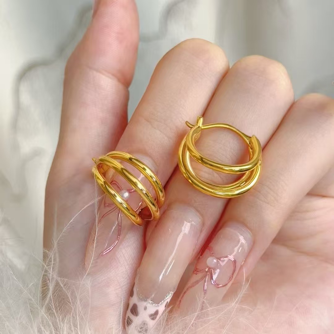 5003 足金5D无氢精工工艺 猫爪耳饰 简约百搭款 