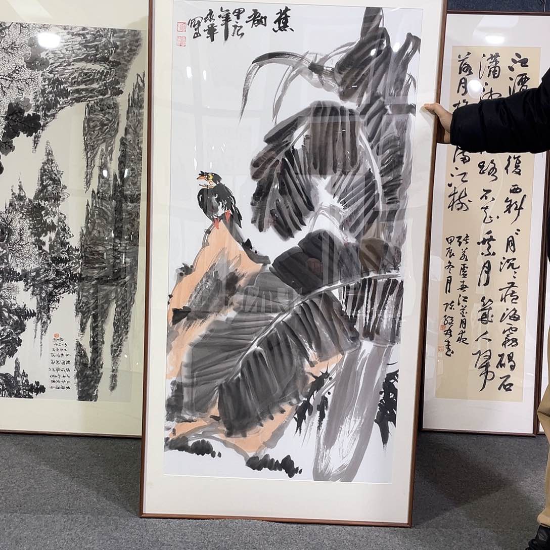 国画手绘画作品带框